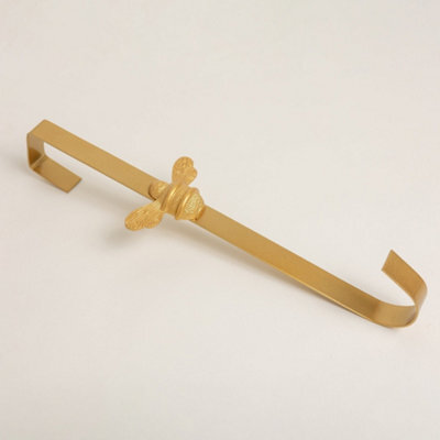 Brass Bee Wreath Hanger - Gold Finish - image 1