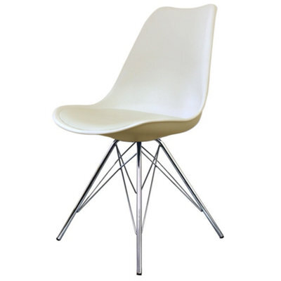 Fusion Living Soho Vanilla Plastic Dining Chair With Chrome Metal Legs - image 1