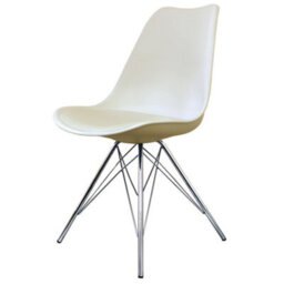 Fusion Living Soho Vanilla Plastic Dining Chair With Chrome Metal Legs - thumbnail 1