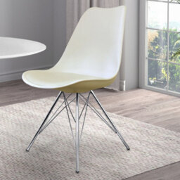 Fusion Living Soho Vanilla Plastic Dining Chair With Chrome Metal Legs - thumbnail 2