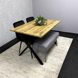 Kosy Koala Modern Dining Table Set With Padded Bench And Black Velvet Chairs