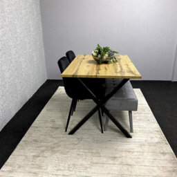 Kosy Koala Modern Dining Table Set With Padded Bench And Black Velvet Chairs - thumbnail 2