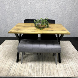 Kosy Koala Modern Dining Table Set With Padded Bench And Black Velvet Chairs - thumbnail 3