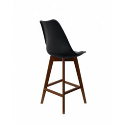 Fusion Living Soho Black Plastic Bar Stool With Dark Wood Legs - thumbnail 4