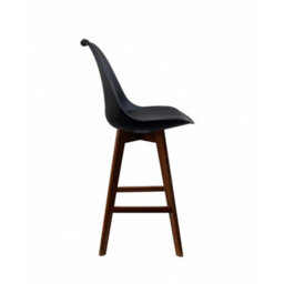 Fusion Living Soho Black Plastic Bar Stool With Dark Wood Legs - thumbnail 5