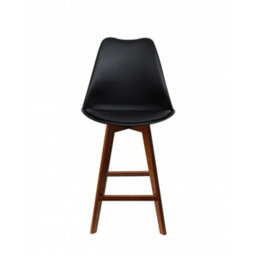 Fusion Living Soho Black Plastic Bar Stool With Dark Wood Legs - thumbnail 6