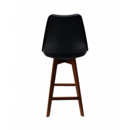 Fusion Living Soho Black Plastic Bar Stool With Dark Wood Legs - thumbnail 3
