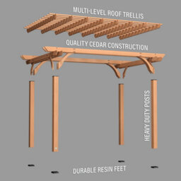 Backyard Discovery Beaumont Cedar Wood Trellis Roof Outdoor Patio Pergola 4.3M X 3.1M (14Ft X 10 Ft) - thumbnail 6