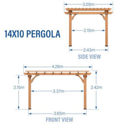 Backyard Discovery Beaumont Cedar Wood Trellis Roof Outdoor Patio Pergola 4.3M X 3.1M (14Ft X 10 Ft) - thumbnail 9