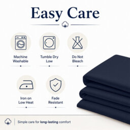 Moonlight Bedding 100% Cotton Hotel Quality Flat Bed Sheet, Top Sheet For Guest House, Spa & Airbnb(Navy,super King, 270X310 Cm) - thumbnail 9