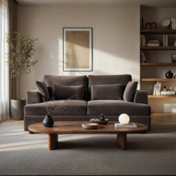 Solace+Co Drew 2 Seater Brown Velvet Sofa