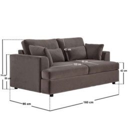 Solace+Co Drew 2 Seater Brown Velvet Sofa - thumbnail 5