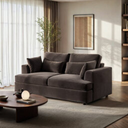 Solace+Co Drew 2 Seater Brown Velvet Sofa - thumbnail 2
