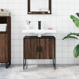 Berkfield Bathroom Sink Cabinet Brown Oak 60X33X60 Cm Engineered Wood - thumbnail 3
