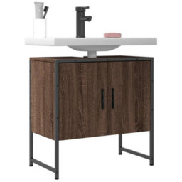 Berkfield Bathroom Sink Cabinet Brown Oak 60X33X60 Cm Engineered Wood
