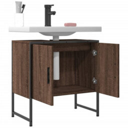Berkfield Bathroom Sink Cabinet Brown Oak 60X33X60 Cm Engineered Wood - thumbnail 4