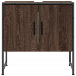 Berkfield Bathroom Sink Cabinet Brown Oak 60X33X60 Cm Engineered Wood - thumbnail 5