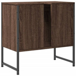 Berkfield Bathroom Sink Cabinet Brown Oak 60X33X60 Cm Engineered Wood - thumbnail 8