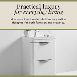 Balterley Aldershawe Modern Bathroom Floor Standing 2 Drawer Vanity Unit Basin, Gloss White, 600mm - thumbnail 2