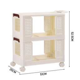 Living And Home 2 Tiers Foldable Kitchen Bathroom Storage Shelf Slim Trolley Cart - thumbnail 6
