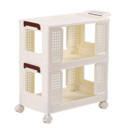 Living And Home 2 Tiers Foldable Kitchen Bathroom Storage Shelf Slim Trolley Cart - thumbnail 3