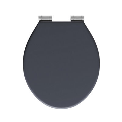 Plum&clay Ellar Dark Grey Oval Toilet Seat Mdf Universal Fit Soft Close Hinges - image 1