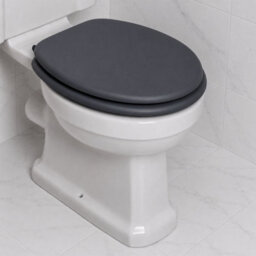 Plum&clay Ellar Dark Grey Oval Toilet Seat Mdf Universal Fit Soft Close Hinges - thumbnail 4