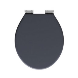 Plum&clay Ellar Dark Grey Oval Toilet Seat Mdf Universal Fit Soft Close Hinges - thumbnail 1