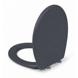 Plum&clay Ellar Dark Grey Oval Toilet Seat Mdf Universal Fit Soft Close Hinges - thumbnail 2