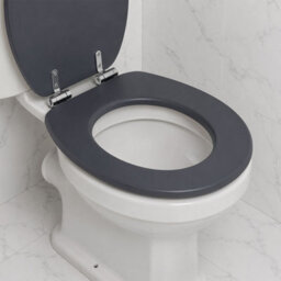 Plum&clay Ellar Dark Grey Oval Toilet Seat Mdf Universal Fit Soft Close Hinges - thumbnail 3