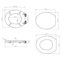 Plum&clay Ellar Dark Grey Oval Toilet Seat Mdf Universal Fit Soft Close Hinges - thumbnail 7