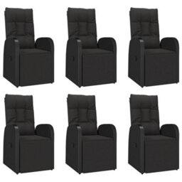 Berkfield 7 Piece Garden Dining Set Black Poly Rattan&solid Wood Acacia - thumbnail 4
