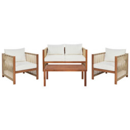 Beliani Garden Lounge Set With Table 4 Seater Antria Acacia Wood Beige - thumbnail 1