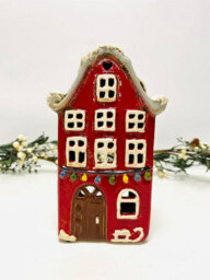 My Square Mile Tealight Candle Holder Housewarming Gift Cottage Ceramic Village Pottery House Ornament (Christmas Townhouse (21Cms)) - thumbnail 3