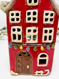 My Square Mile Tealight Candle Holder Housewarming Gift Cottage Ceramic Village Pottery House Ornament (Christmas Townhouse (21Cms)) - thumbnail 2
