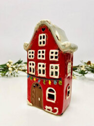 My Square Mile Tealight Candle Holder Housewarming Gift Cottage Ceramic Village Pottery House Ornament (Christmas Townhouse (21Cms)) - thumbnail 1