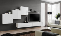 Arte Switch X White Gloss Entertainment Unit For Tvs Up To 49 Inch - Bright Modern Design With Sleek Push-Open Storage - thumbnail 1