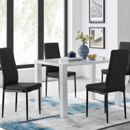 Furniturebox Uk Pivero 4 White Dining Table And 4 Black Milan Black Leg Chairs - thumbnail 1