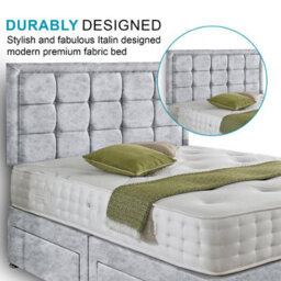 Dining Tables Dallas Matching Headboard Divan Set, 2 Drawer On Same Side With Sprung 1500 Comfort Mattress - Crushed Velvet Silver - King - thumbnail 3