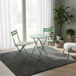 Green 3-Piece Folding Table And Chairs Set, Portable Balcony Outdoor Dining Slim Set - thumbnail 3