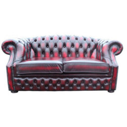 Chesterfield 2 Seater Antique Oxblood Red Leather Sofa Bespoke In Buckingham Style - thumbnail 5