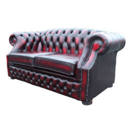 Chesterfield 2 Seater Antique Oxblood Red Leather Sofa Bespoke In Buckingham Style - thumbnail 6