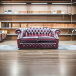 Chesterfield 2 Seater Antique Oxblood Red Leather Sofa Bespoke In Buckingham Style - thumbnail 2