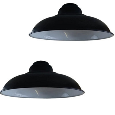 2Pack Modern Metal Ceiling Light Shade Black Inner White 32Cm Easy Fit Pendant Lamp Shade With Free Reducer Plate For Kitchen - image 1
