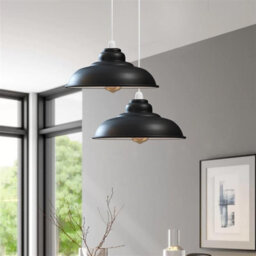 2Pack Modern Metal Ceiling Light Shade Black Inner White 32Cm Easy Fit Pendant Lamp Shade With Free Reducer Plate For Kitchen - thumbnail 2
