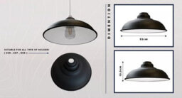 2Pack Modern Metal Ceiling Light Shade Black Inner White 32Cm Easy Fit Pendant Lamp Shade With Free Reducer Plate For Kitchen - thumbnail 6