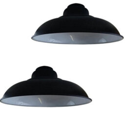 2Pack Modern Metal Ceiling Light Shade Black Inner White 32Cm Easy Fit Pendant Lamp Shade With Free Reducer Plate For Kitchen