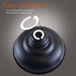 2Pack Modern Metal Ceiling Light Shade Black Inner White 32Cm Easy Fit Pendant Lamp Shade With Free Reducer Plate For Kitchen - thumbnail 4