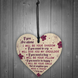 Red Ocean If You Are Alone Hanging Heart Plaque Friendship Gift Signs Best Friends Sister Love Sign Keepsake - thumbnail 2
