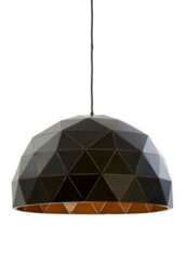 Orsina Large Black & Copper Dome Pendant Light, Matte Black Geometric Hanging Light, Steel Pendant Lamp - thumbnail 1